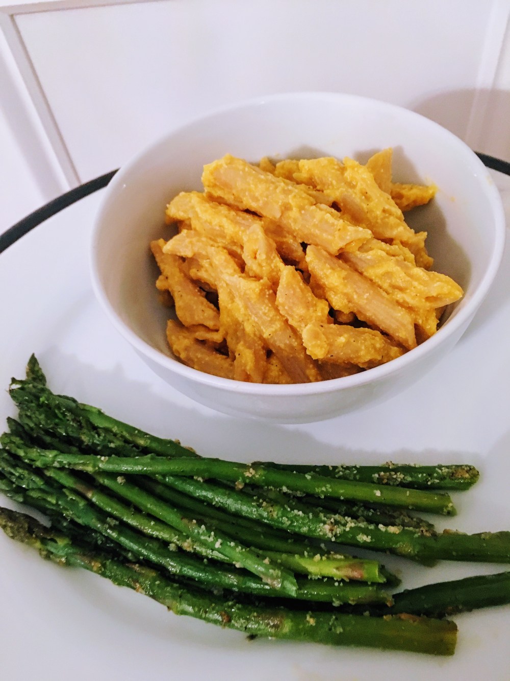 Butternut Squash Mac and Asparagus