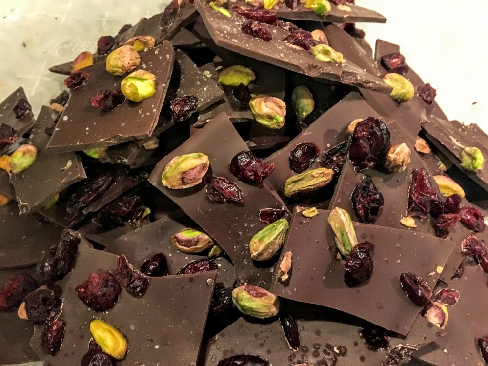 Dark Chocolate Pistachio and Dried Cranberry Bark