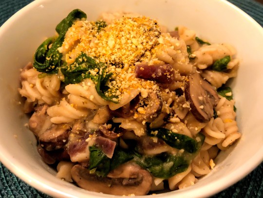 Mushroom and Spinach Pasta with Rosemary White Bean Sauce
