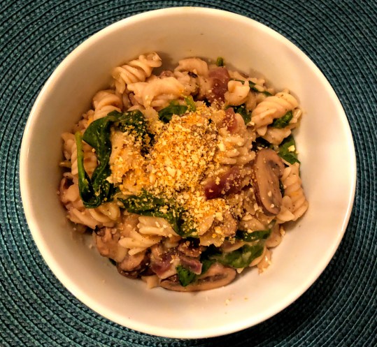 Mushroom and Spinach Pasta with Rosemary White Bean Sauce