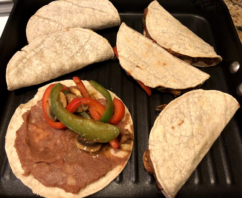 Crunchy Refried Bean and Veggie Tacos