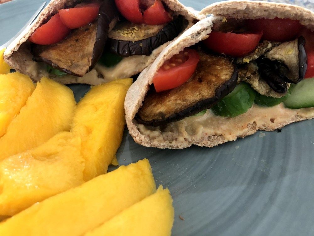 Roasted Eggplant and Hummus Pita