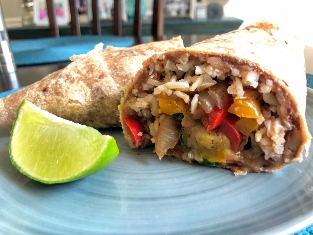 Refried Bean and Rice Burrito